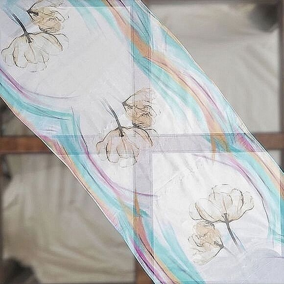 Vtg multicolour pastel watercolour oversized chiffon scarf - Picture 8 of 10